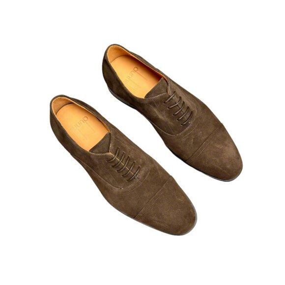 Dunhill Mens Suede Pointed Business Leather Shoes Brown - Picture 1 of 10